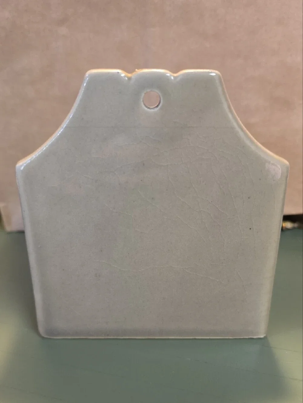 VINTAGE Ceramic Gray And Blue Salt Box - Wall Mount